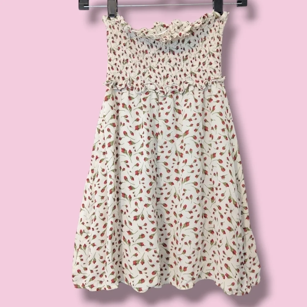 Reformation White Red Floral Smocked Halter Flowy Seabreeze Mini Dress - Picture 3 of 13